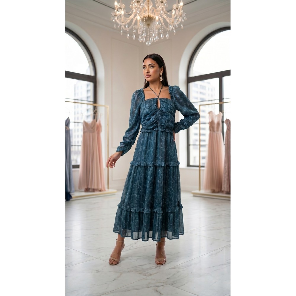 Castleton Green Beyond Words Long Ruffle Dress L Fairygoth Romantic‎